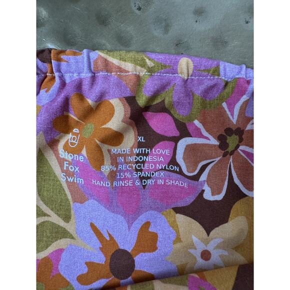 NWT Stone Fox Swim River Bottom Retro Pop XL Pink Floral Boho Hippie Modern XL - Picture 2 of 7